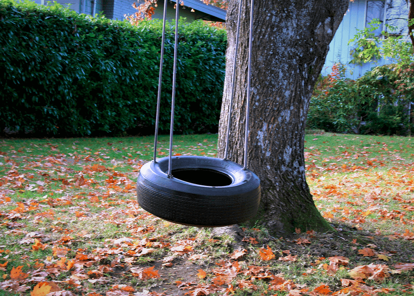 A classic garden tyre swing