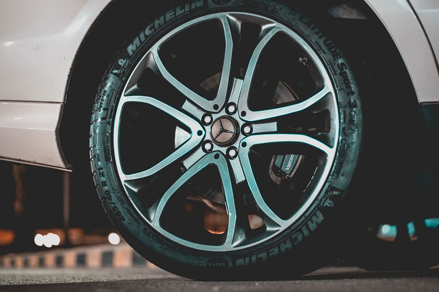 Premium Michelin tyre on a Mercedes car wheel