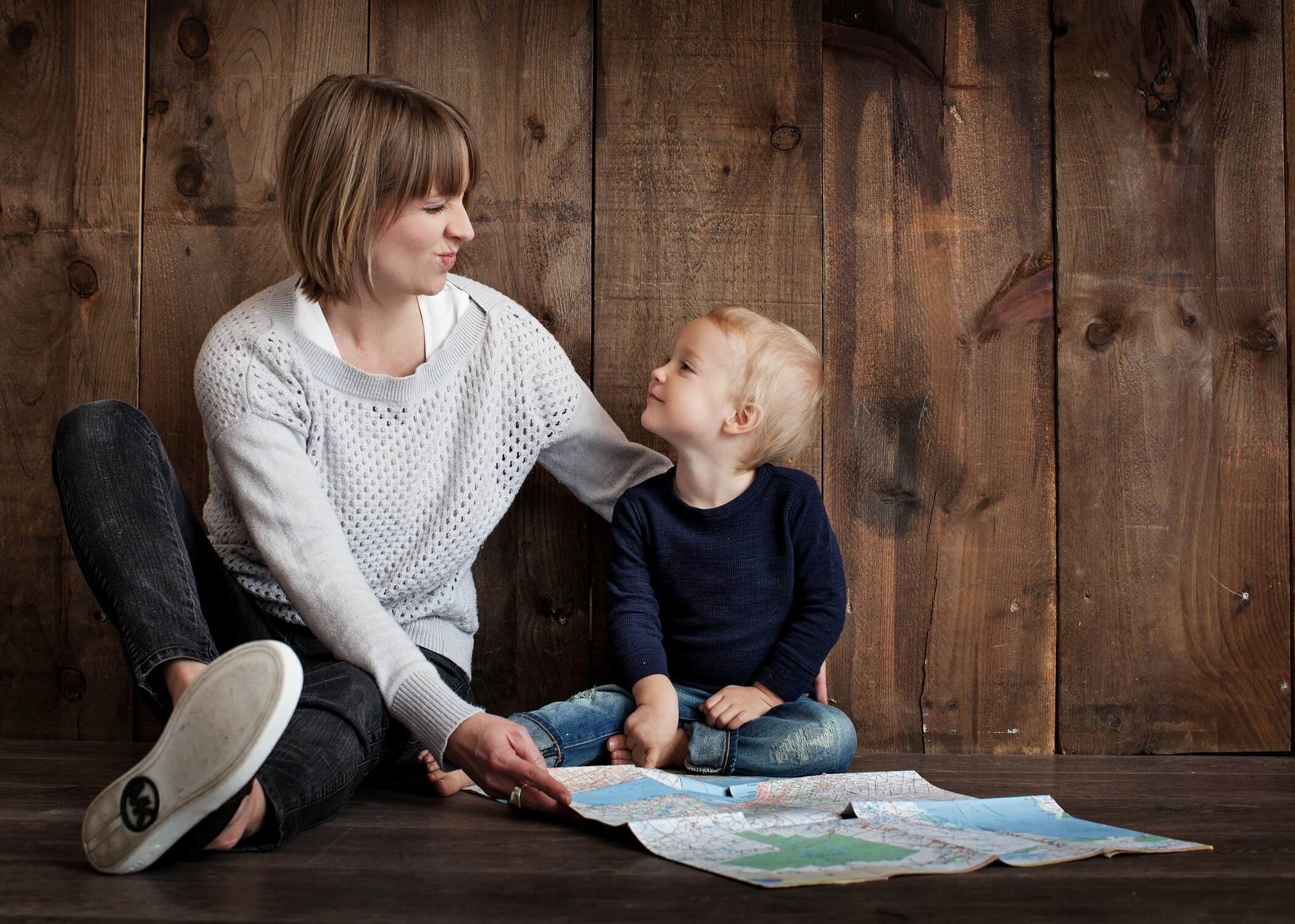 Mother and Child Planning Road Trip