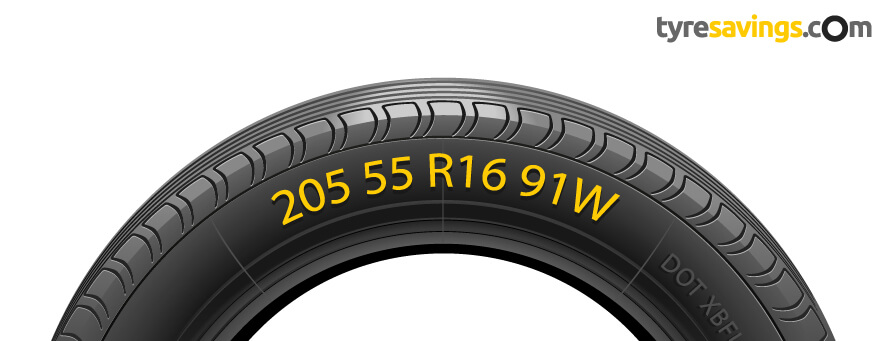 Tyre with Tyre Size and information highlighted